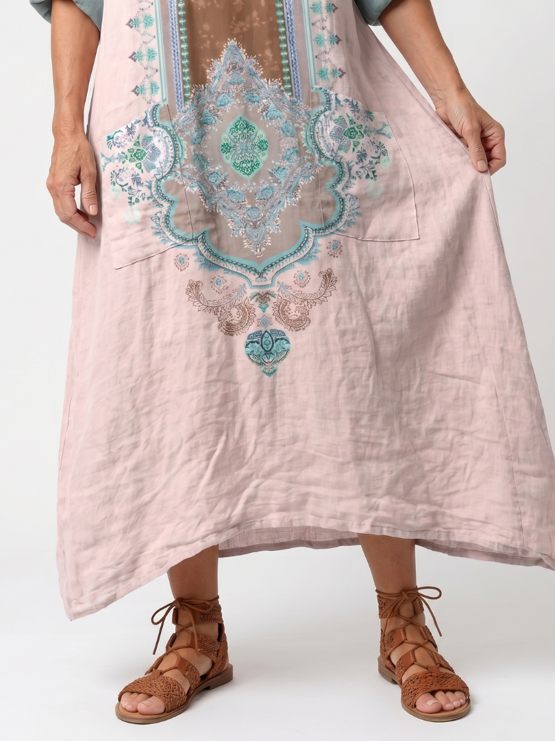 Thalassa | Embroidered Panel Relaxed Pocket Midi Dress
