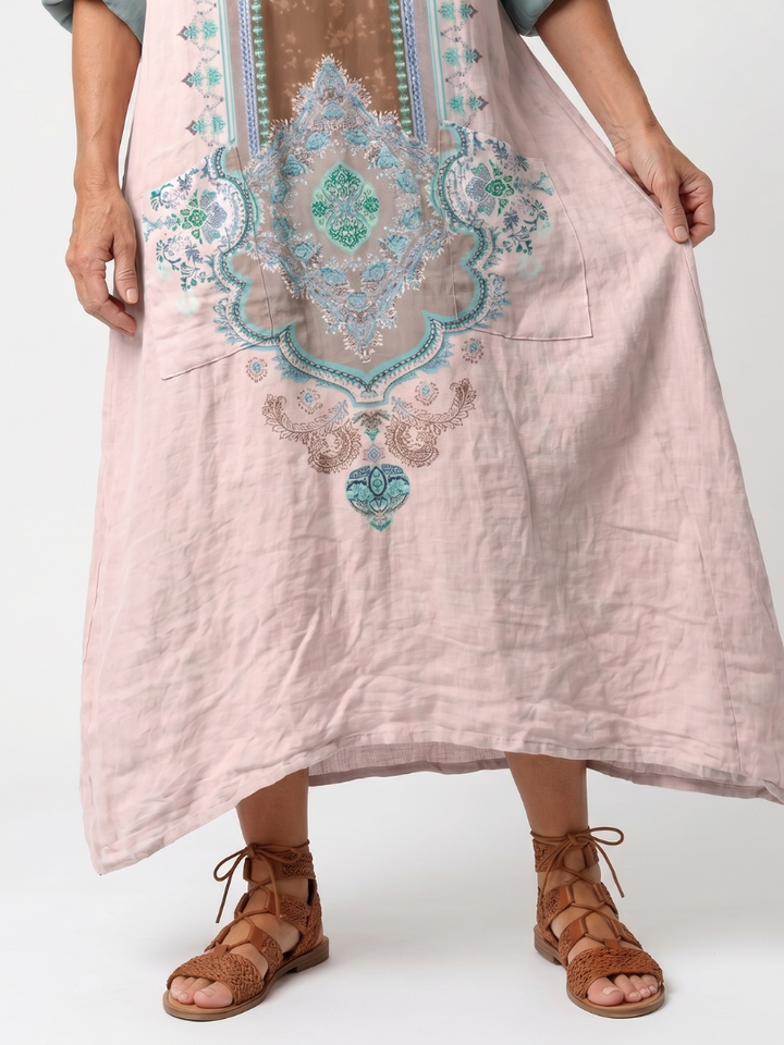 Thalassa | Embroidered Panel Relaxed Pocket Midi Dress