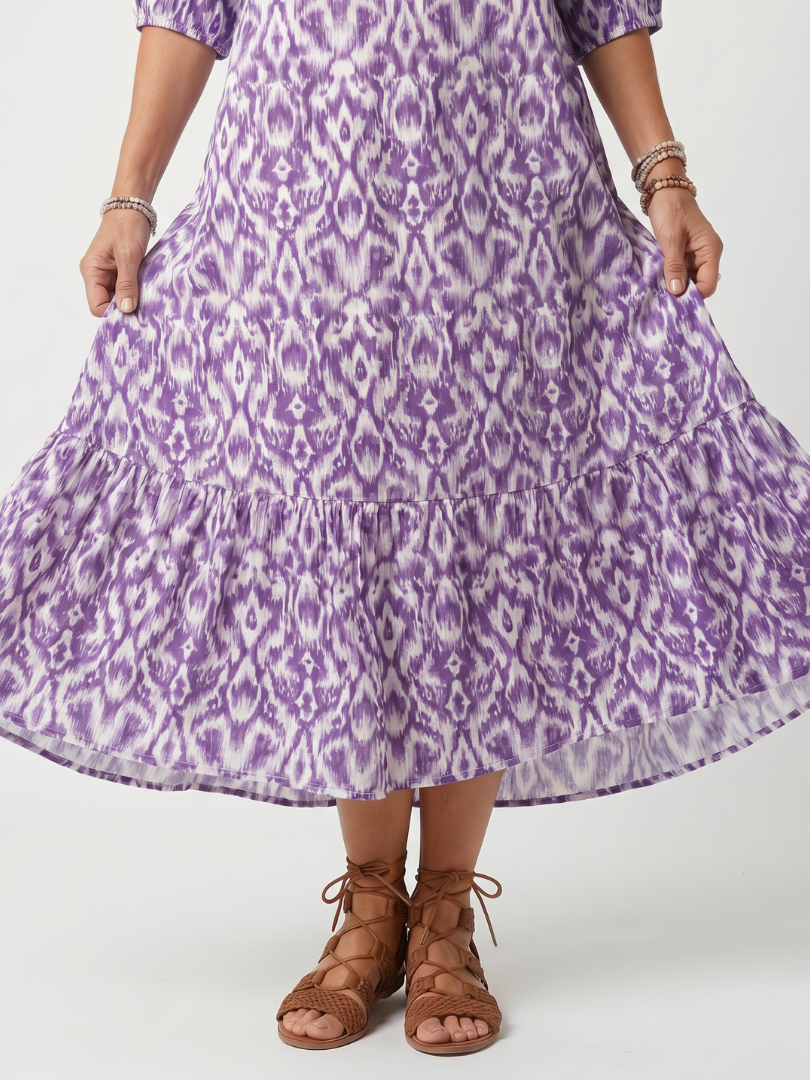 Fenella | Printed Tassel Tie Midi Dress