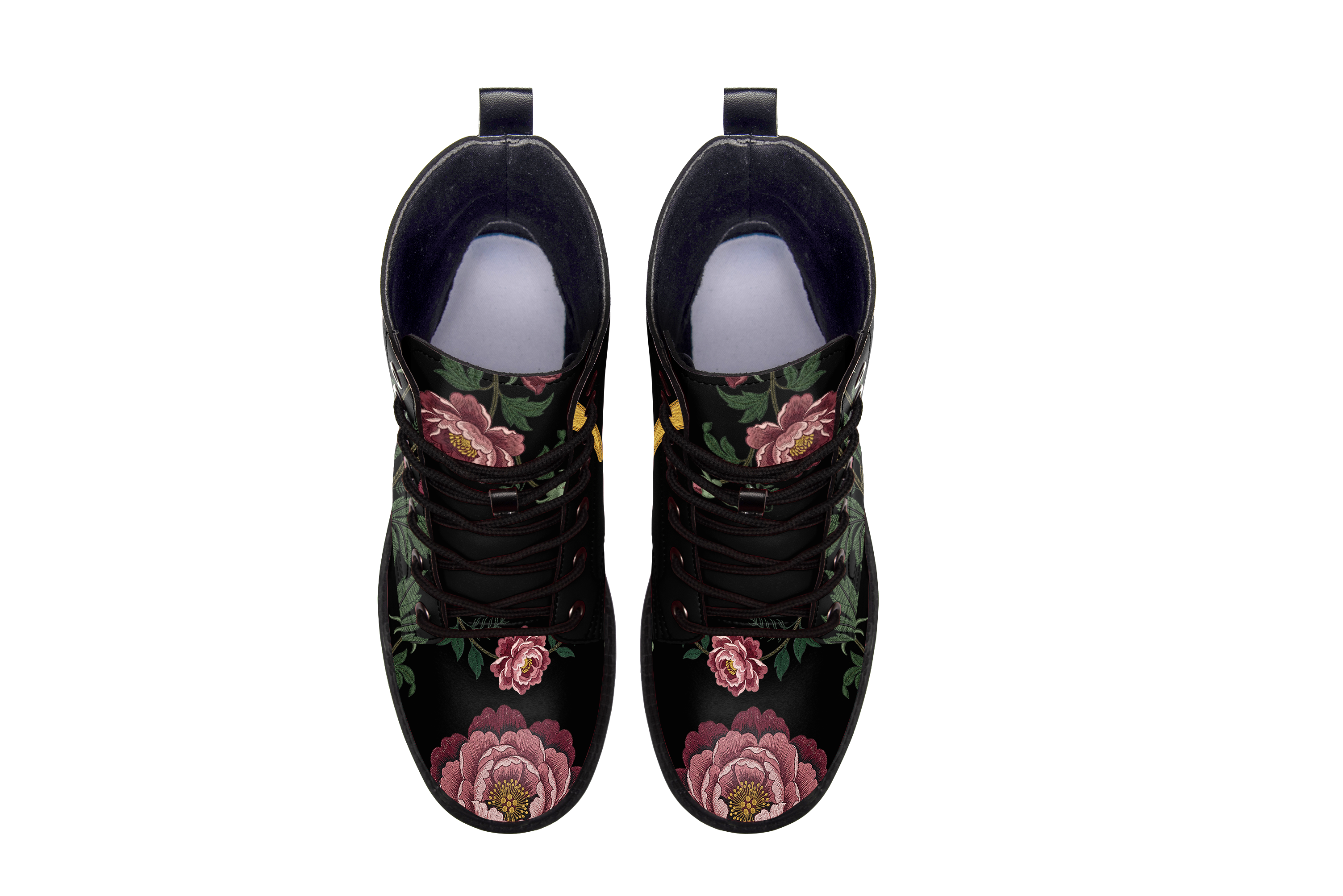 Paeonia Leather Boots (Faux Embroidered)
