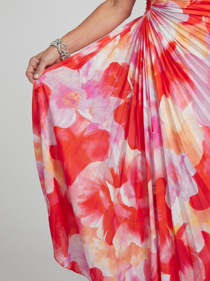 Winsley | One Shoulder Pleated Bodice Midi Dress