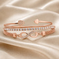 White Gold Rhinestone Infinity Bracelet Set