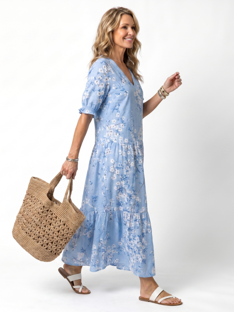 Lisette | Floral Print Tassel Tie Midi Dress