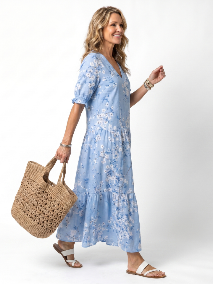 Lisette | Floral Print Tassel Tie Midi Dress