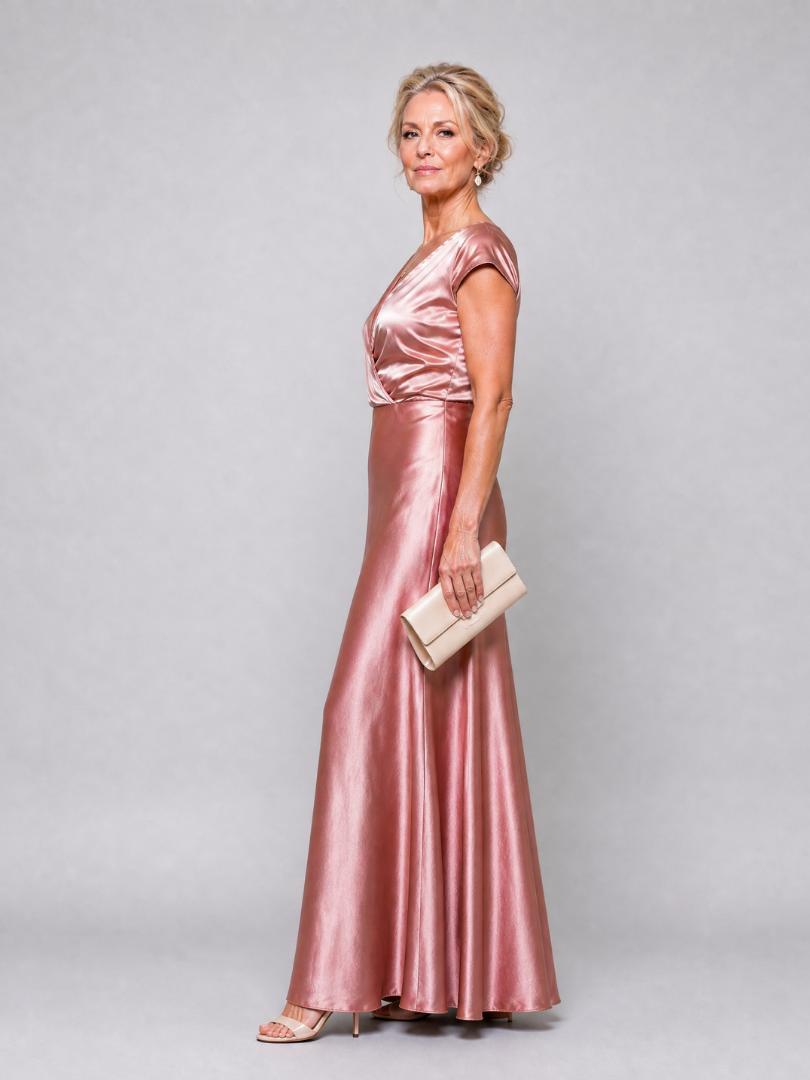 Vespera | Cap Sleeve Wrap Bodice Maxi Dress