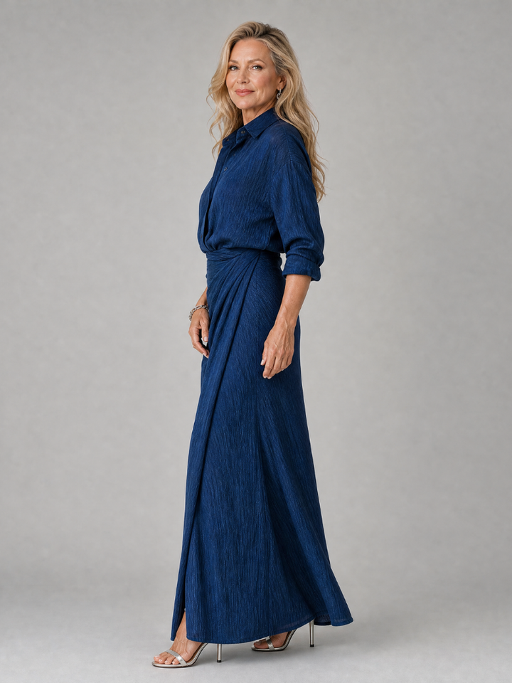 Elowyn | Long Sleeve Wrap Front Maxi Dress