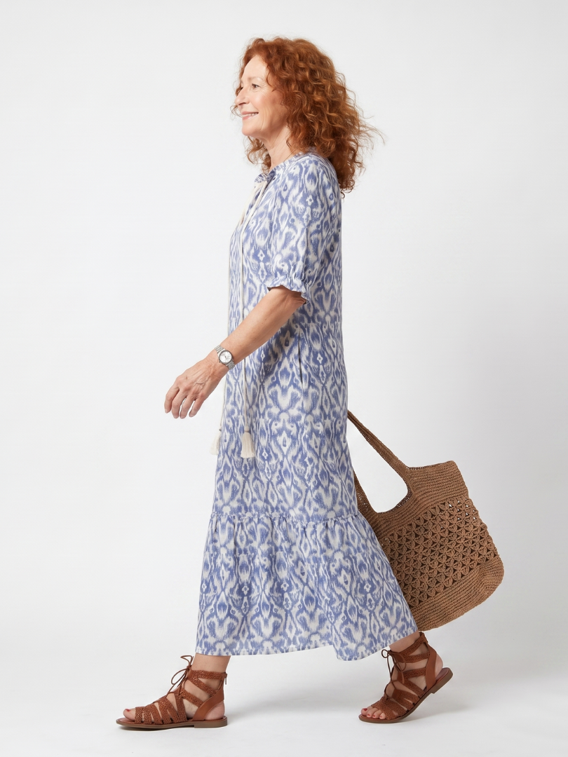 Calida | Tassel Tie Neck Printed Midi Dress