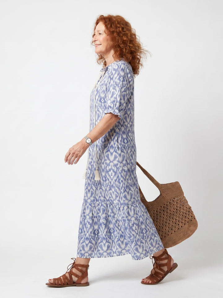 Calida | Tassel Tie Neck Printed Midi Dress