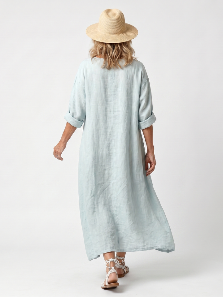 Petronella | Ornate Panel Embroidered Oversized Pocket Midi Dress