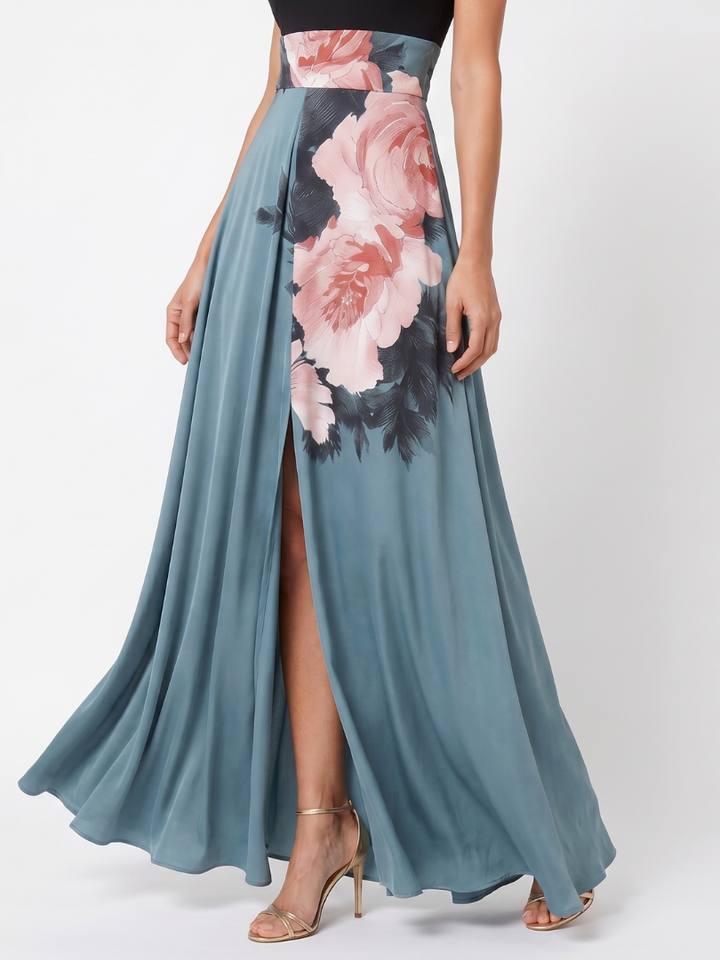 Selwyn | Halter Bodice Floral Skirt Maxi Dress