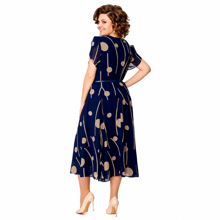 Ivy | Navy Polka Dot Midi Dress