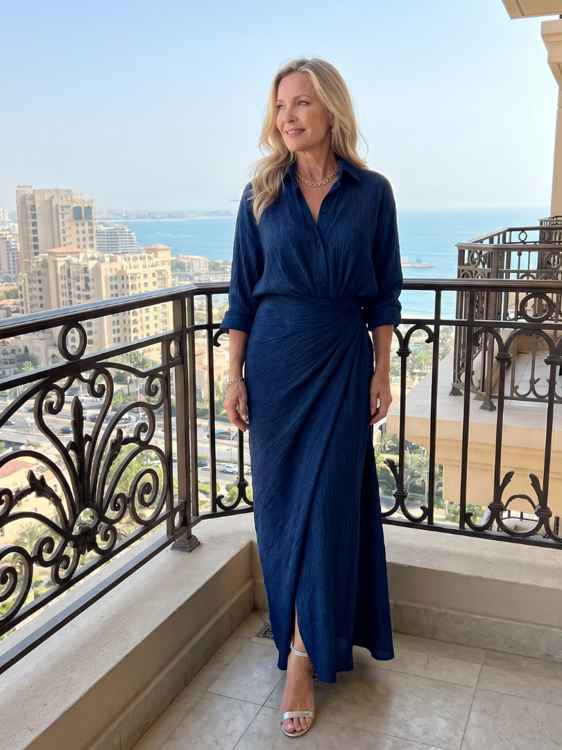 Elowyn | Long Sleeve Wrap Front Maxi Dress