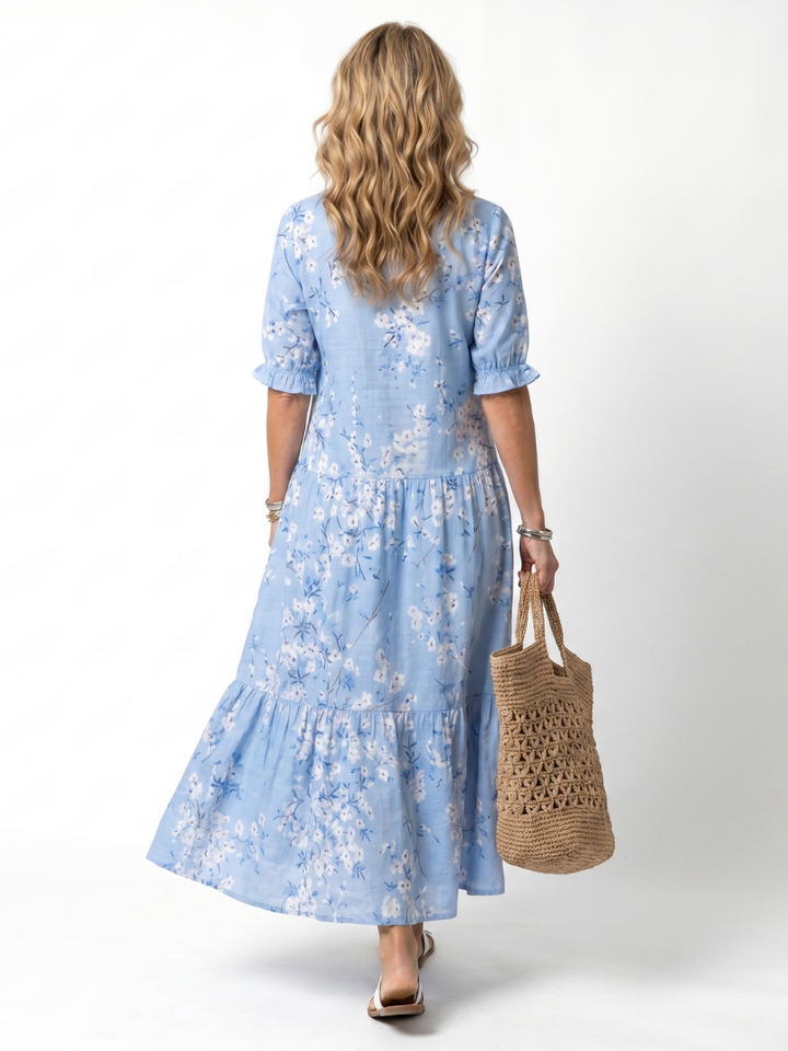 Lisette | Floral Print Tassel Tie Midi Dress