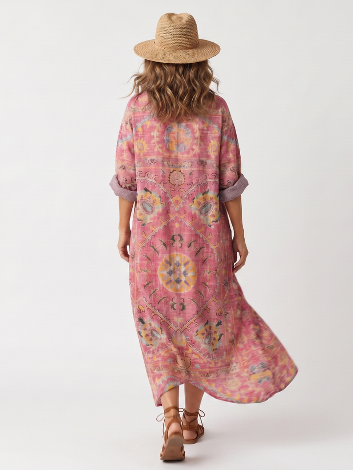 Junia | Abstract Print Relaxed Pocket Midi Dress