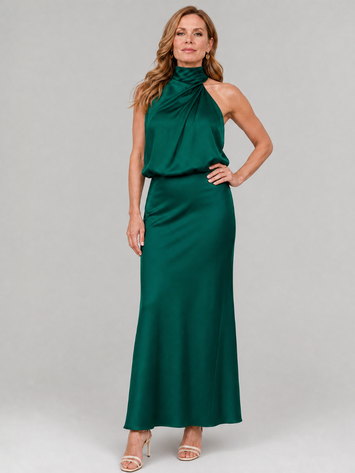 Amabel | Sleeveless Draped Neck Midi Dress