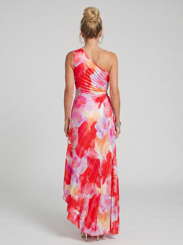 Winsley | One Shoulder Pleated Bodice Midi Dress