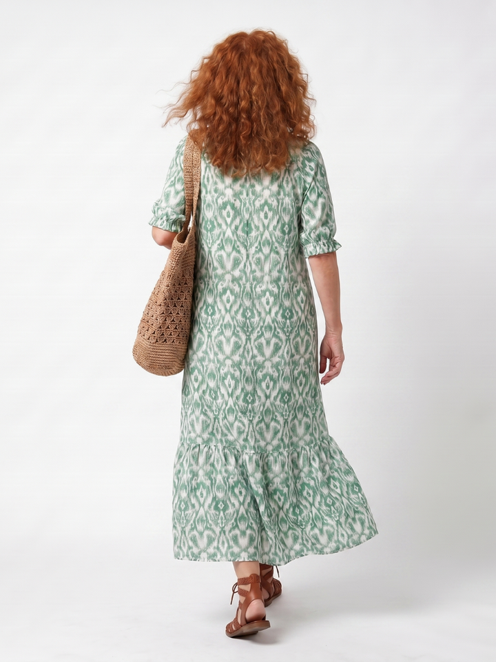 Elsbeth | Pattern V Neck Tassel Midi Dress
