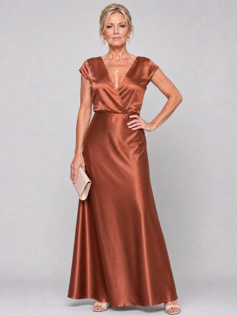 Vespera | Cap Sleeve Wrap Bodice Maxi Dress