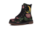 Paeonia Leather Boots (Faux Embroidered)