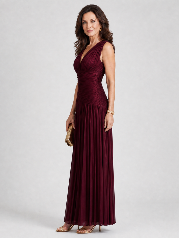 Marlein | Sleeveless Pleated V Neck Midi Dress