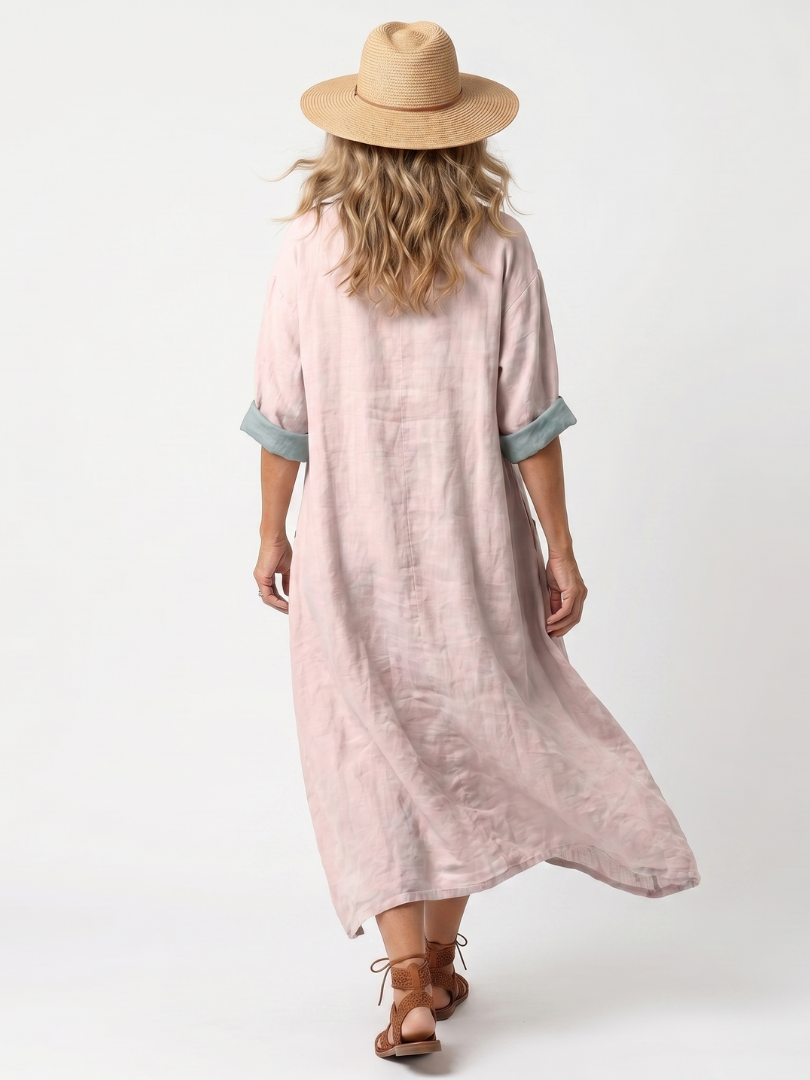 Thalassa | Embroidered Panel Relaxed Pocket Midi Dress