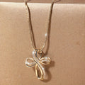 White Gold Twisted Cross Necklace