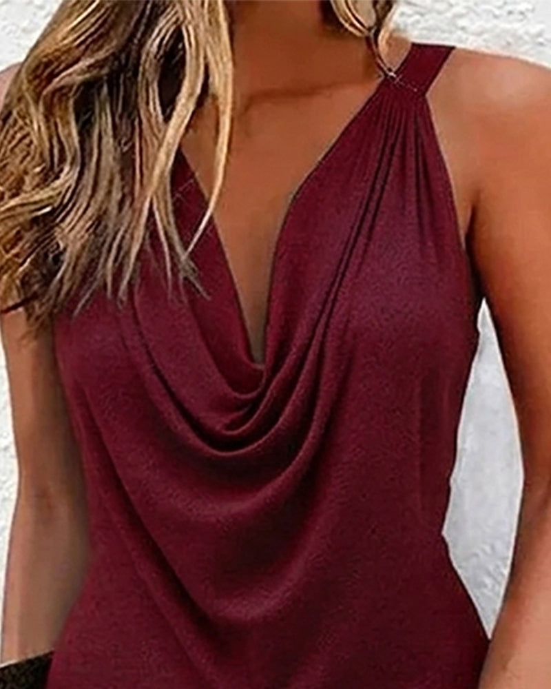 Kiki | Draped Collar Sleeveless Dress
