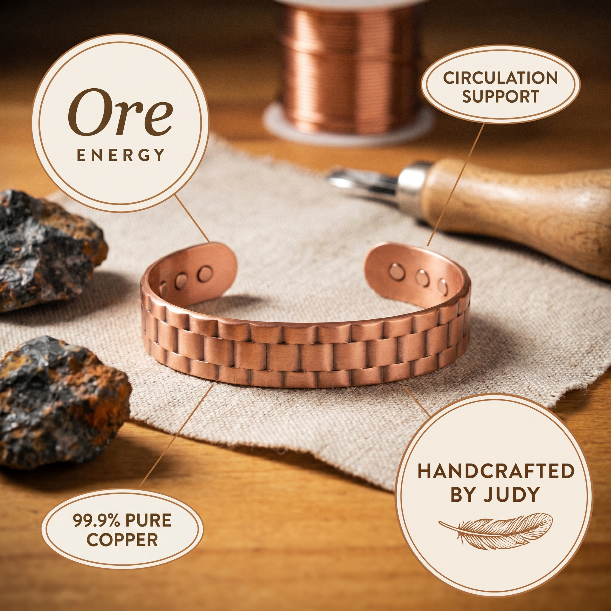 Kiera | Wide Watch-Link Copper Cuff Bracelet