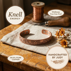 Dahlia | Engraved Floral Magnetic Copper Cuff Bracelet
