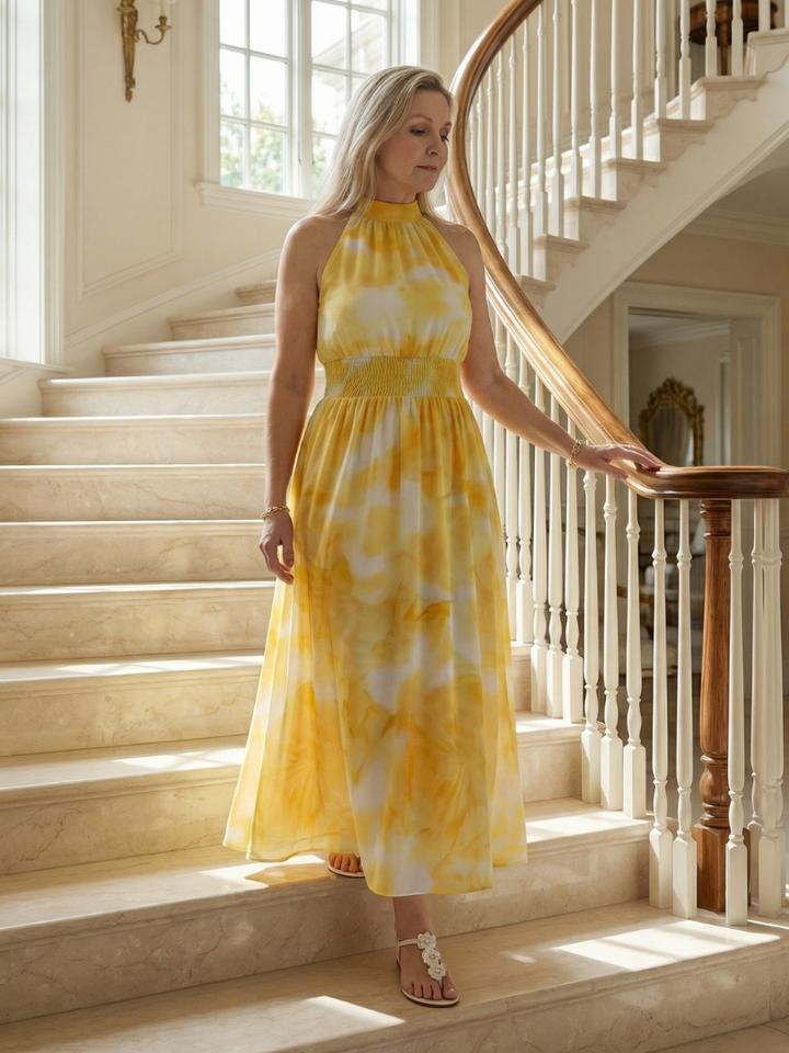 Cataleya | Gathered Halter Midi Dress