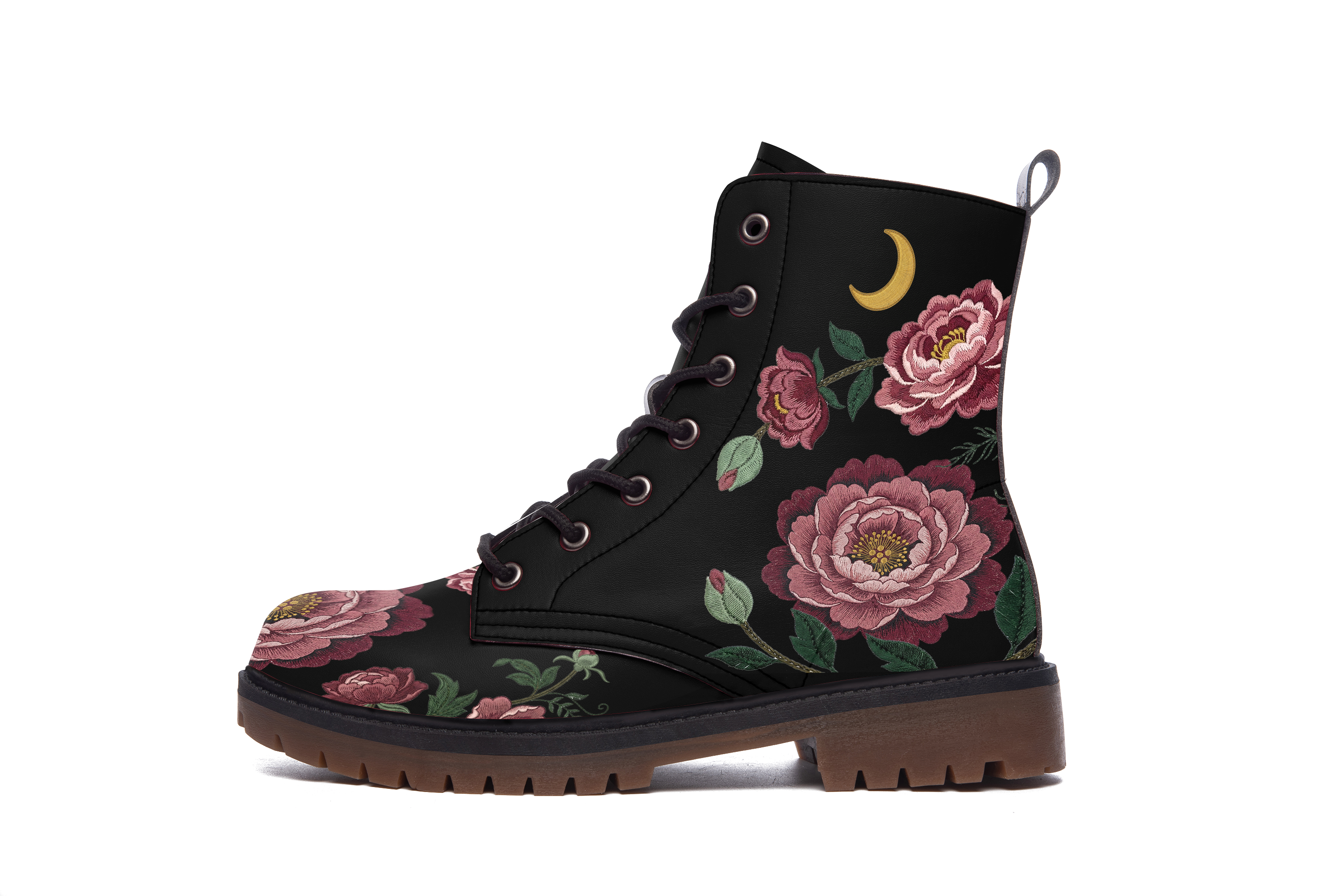 Paeonia Leather Boots (Faux Embroidered)