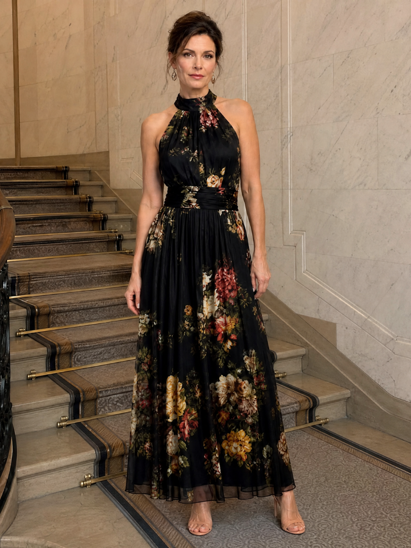 Oleander | Floral Halter Neck Midi Dress