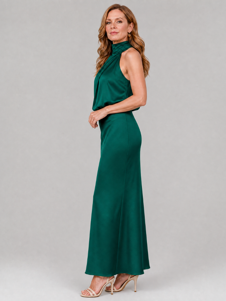 Amabel | Sleeveless Draped Neck Midi Dress