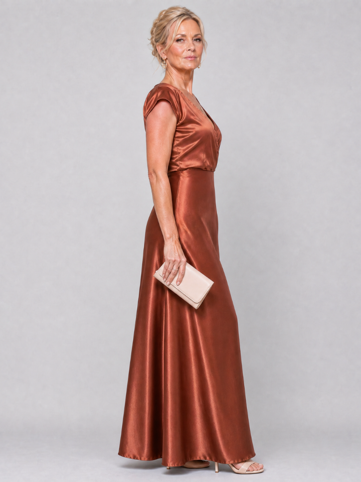 Vespera | Cap Sleeve Wrap Bodice Maxi Dress