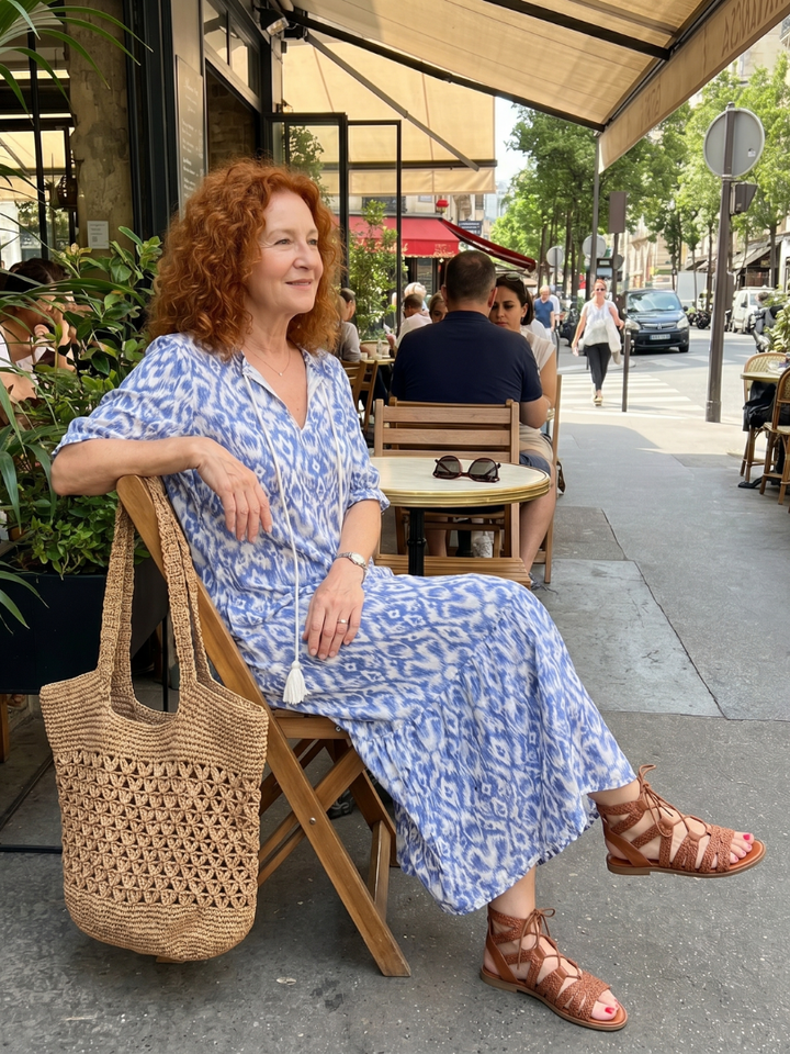 Calida | Tassel Tie Neck Printed Midi Dress