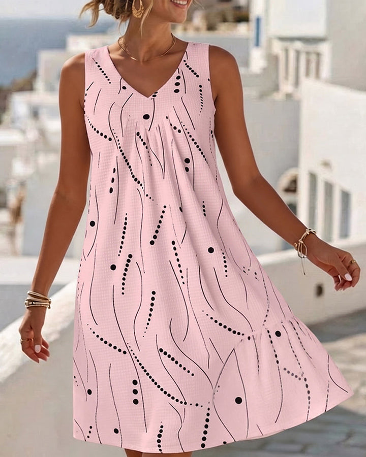 Riana | Sleeveless V-Neck Print Dress