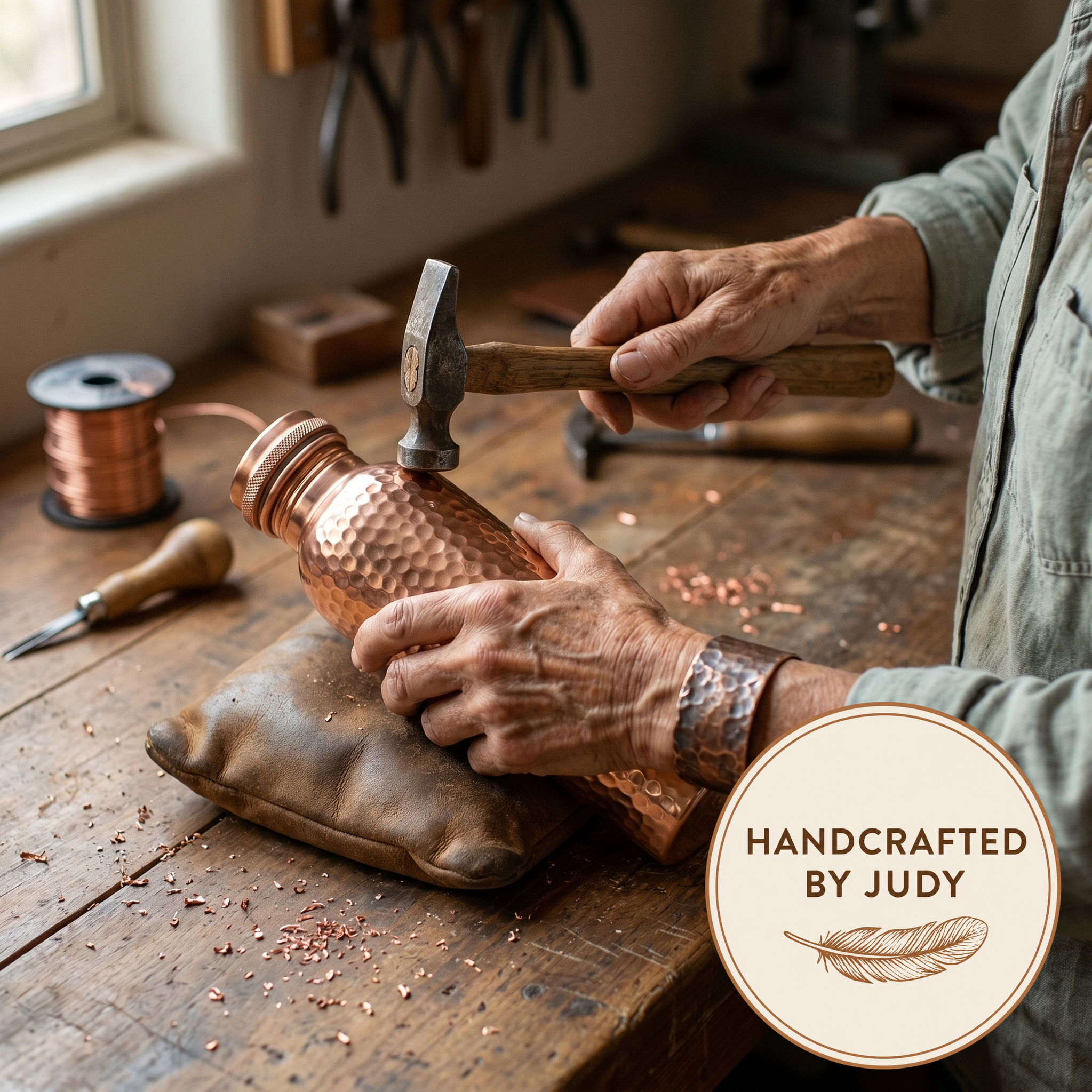 Whitney | Hand-Hammered Pure Copper Water Bottle