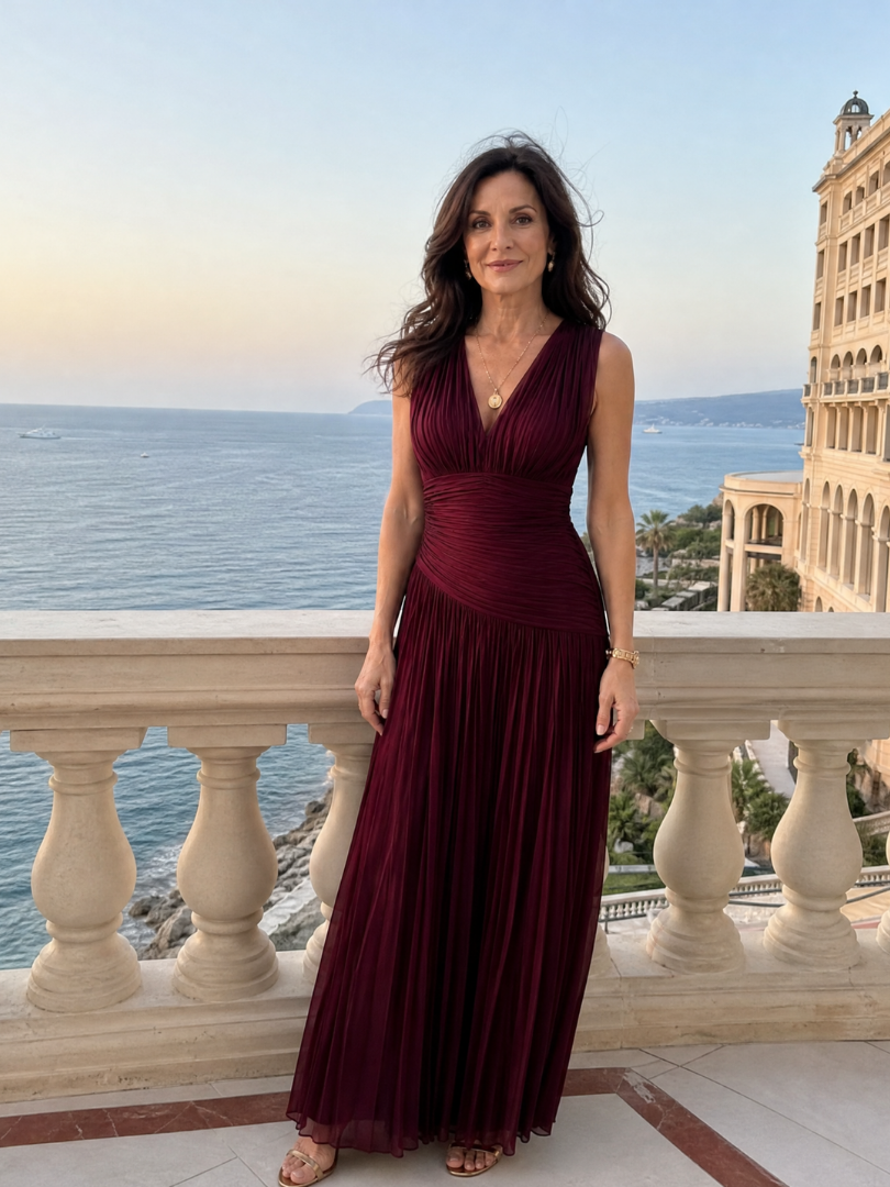 Marlein | Sleeveless Pleated V Neck Midi Dress