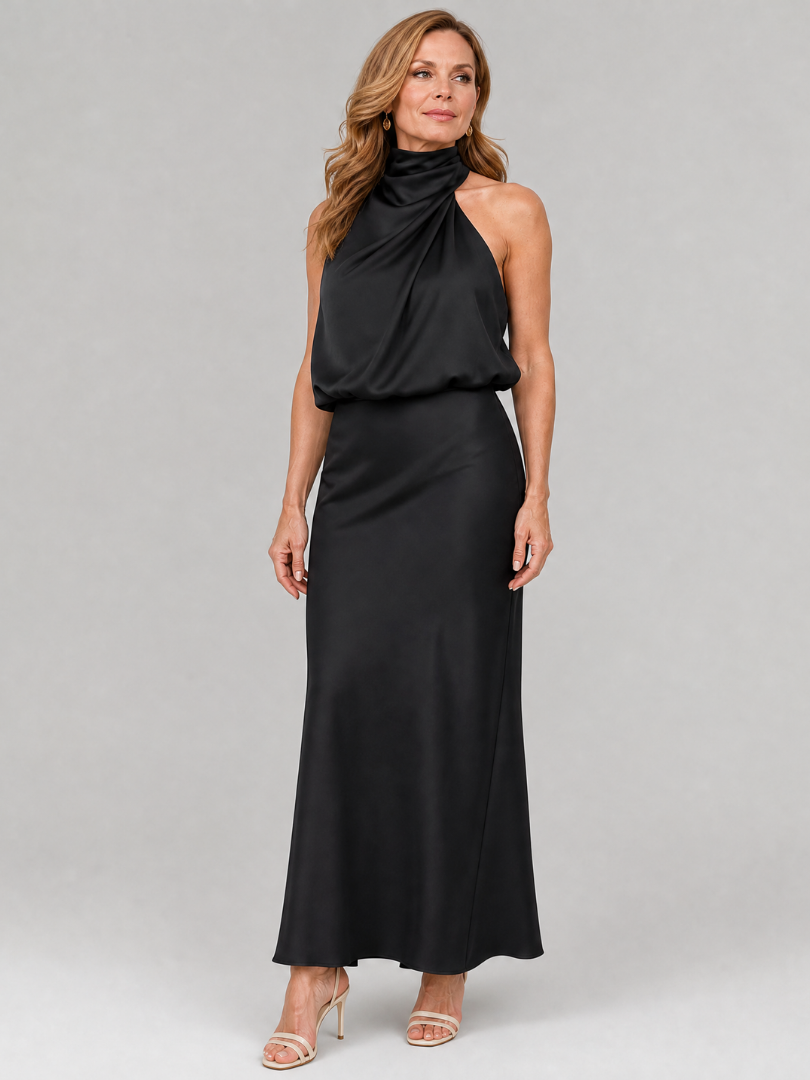 Amabel | Sleeveless Draped Neck Midi Dress