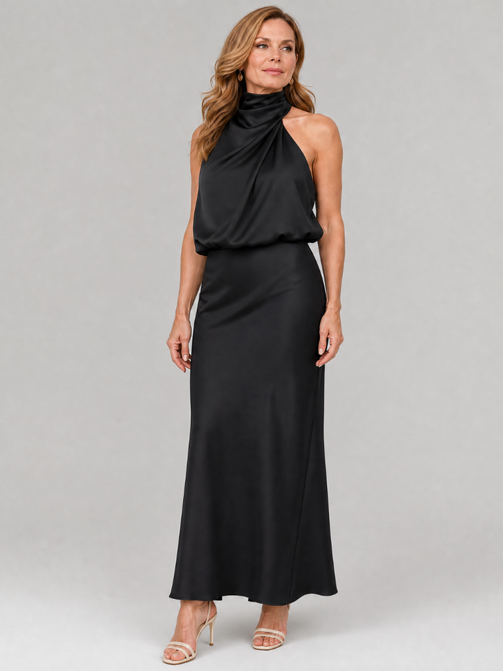 Amabel | Sleeveless Draped Neck Midi Dress
