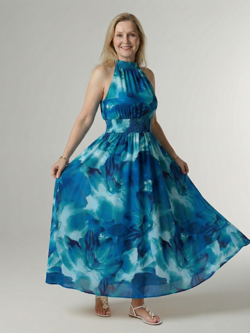 Cataleya | Gathered Halter Midi Dress