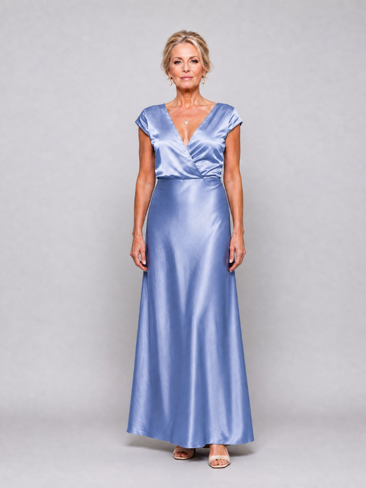 Vespera | Cap Sleeve Wrap Bodice Maxi Dress