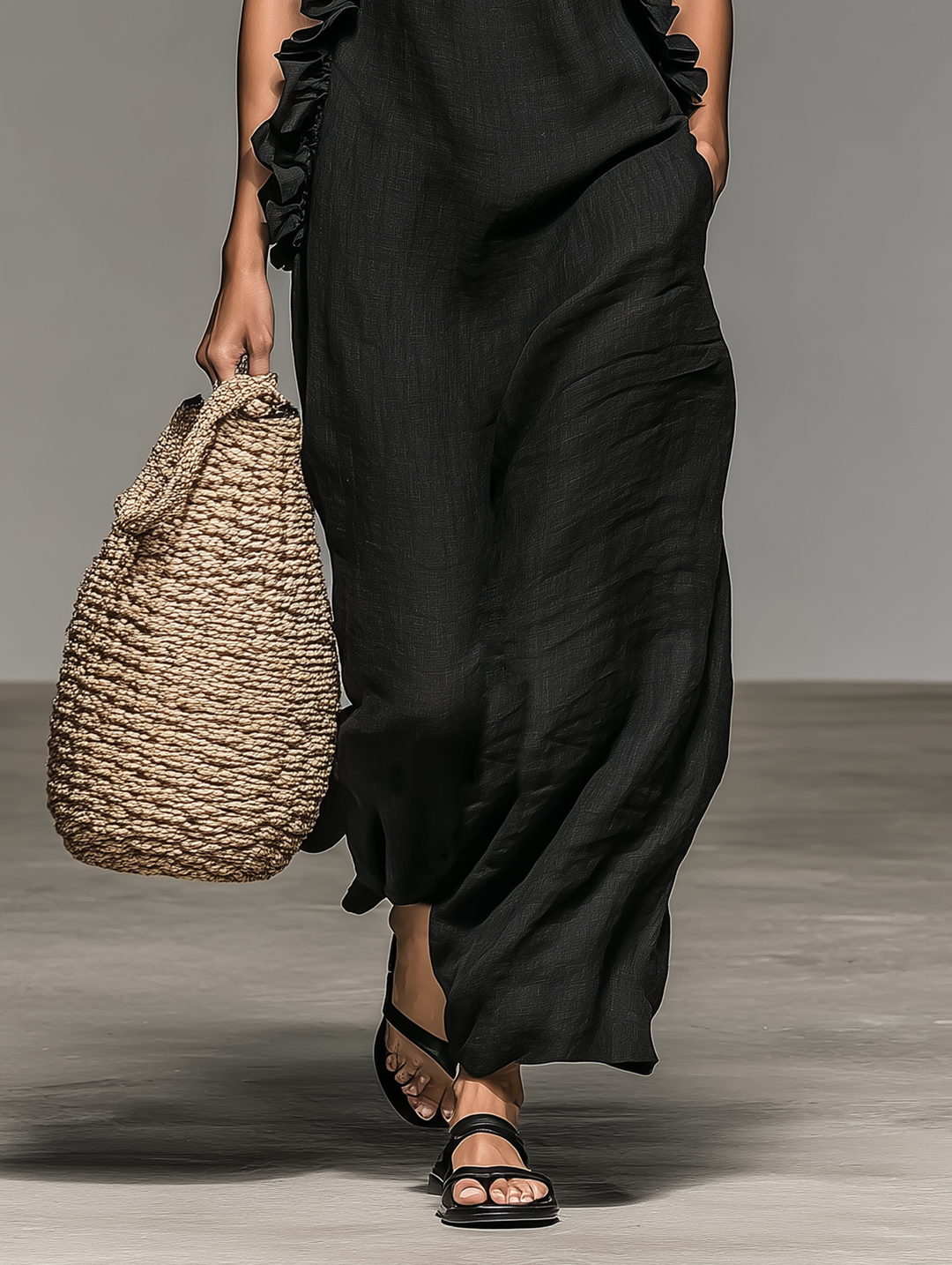 Fedra | Sleeveless Ruffle-Detail Maxi Dress