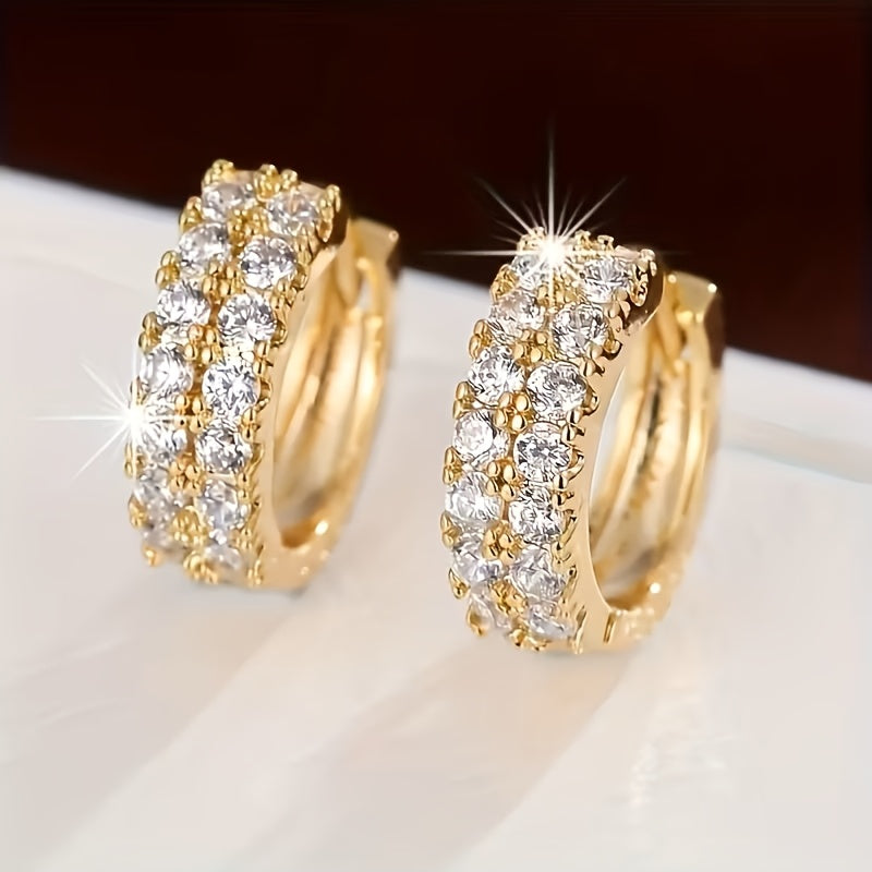 Vintage Micro Zirconia White Gold Hoop Earrings