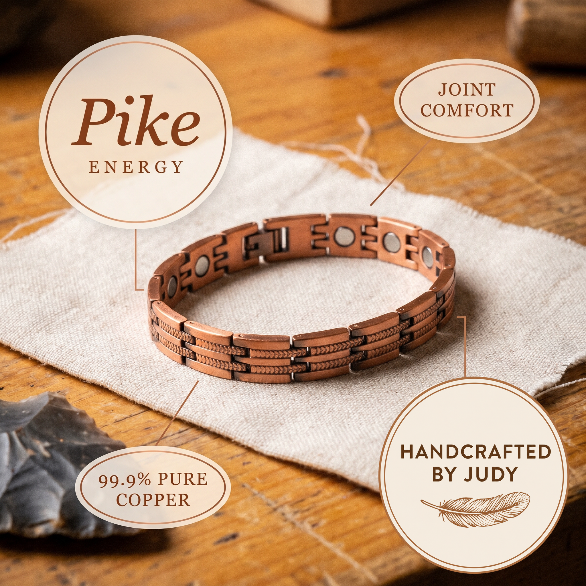 Mireille | Rope-Edged Copper Link Bracelet