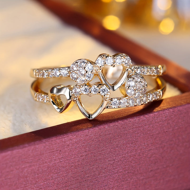 White Gold Heart Zirconia Ring