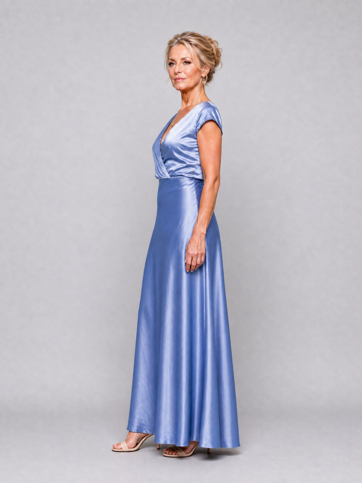Vespera | Cap Sleeve Wrap Bodice Maxi Dress