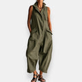 Ryker | Sleeveless Cargo Jumpsuit with Collar and Flap Pockets