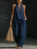 Martina | Long Fluid Suit with V-Neck