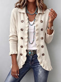 Victoire | Ribbed Knit Ruffle Jacket in Ivory
